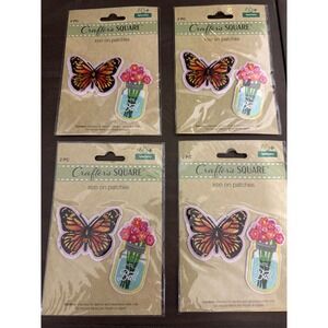 Crafter's Square 8pc Butterfly Mason Jar Iron On Patches Bundle Embroidered 4pk